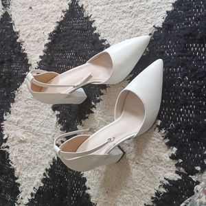 new white heels with strap stiletto pointy
